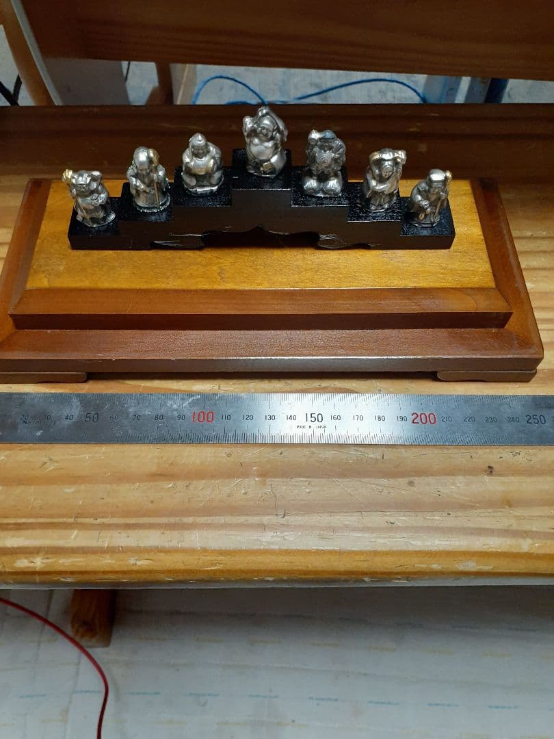 七福神 彫刻 金属製 木製台座