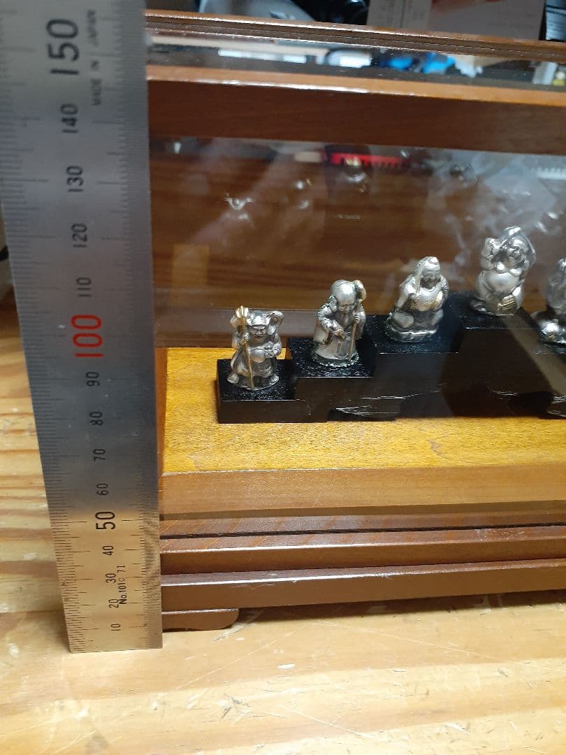 七福神 彫刻 金属製 木製台座