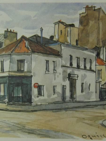 荻須高徳、アニエール、素描スケッチ、版上サイン入、新品額付