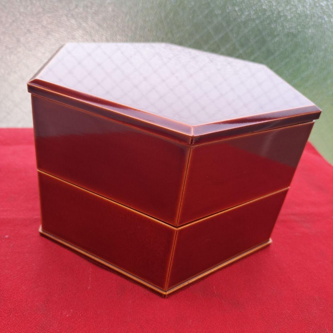 【飛騨春慶塗　六角\"二段重箱】天然木製　長期保管品