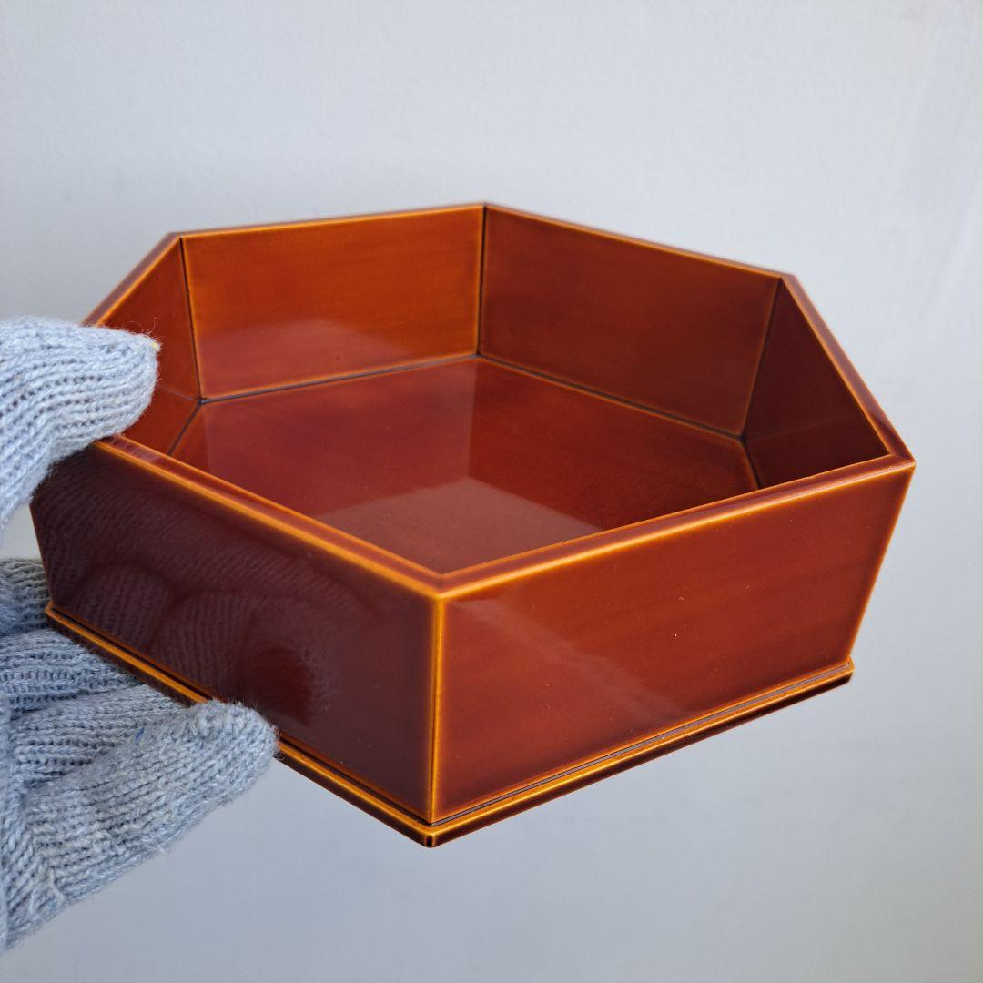 【飛騨春慶塗　六角\"二段重箱】天然木製　長期保管品