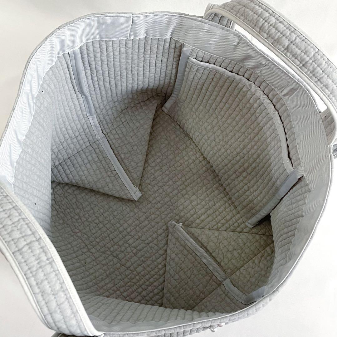 ヌビバッグ⭐︎ガーデン　パール　ライトグレー　ダブルハンドル底板♡マグネット