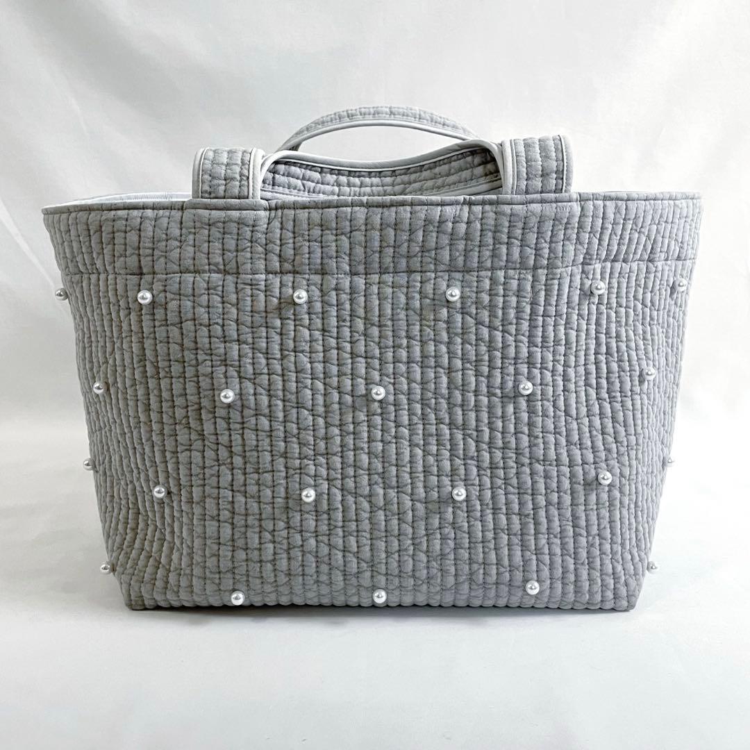 ヌビバッグ⭐︎ガーデン　パール　ライトグレー　ダブルハンドル底板♡マグネット