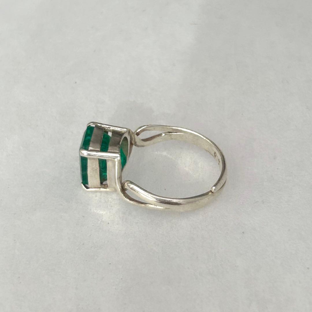 天然エメラルド リング SV925 フリーサイズ 15号 大粒 一点物