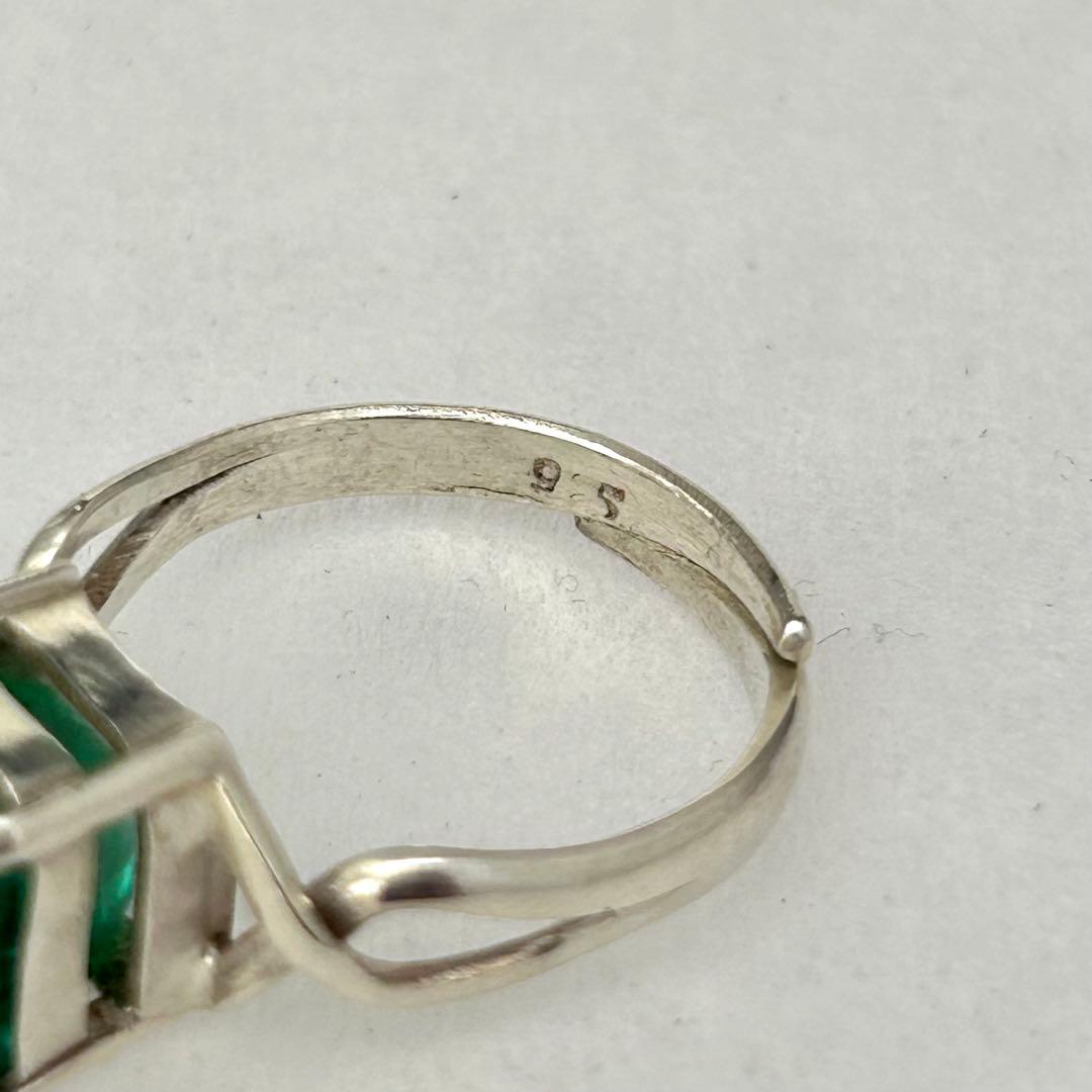 天然エメラルド リング SV925 フリーサイズ 15号 大粒 一点物