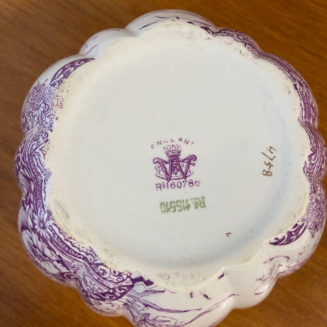 希少　ワイルマンフォリー　パープルフラワー　紫色の花柄シュガーボウル