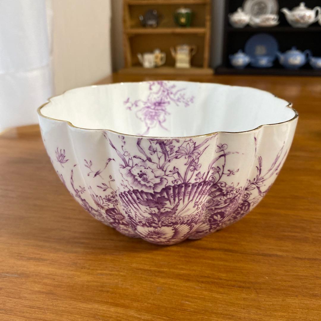 希少　ワイルマンフォリー　パープルフラワー　紫色の花柄シュガーボウル