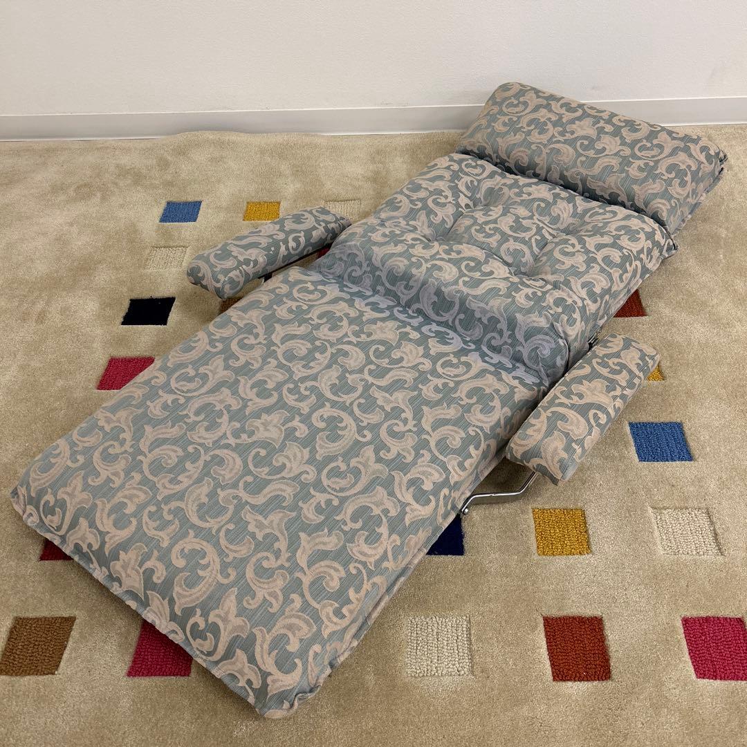 エル処分品★日本製座椅子 布張り リクライニング式 アヤメ ブルー