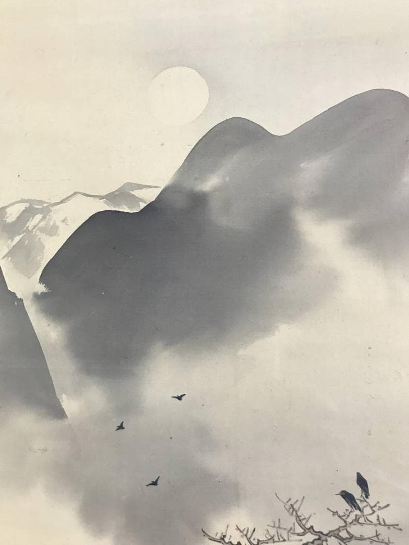 【真作】前田玉華/月下遊牧図/山水図/牧童図/牛人物図/掛軸☆宝船☆AD-538