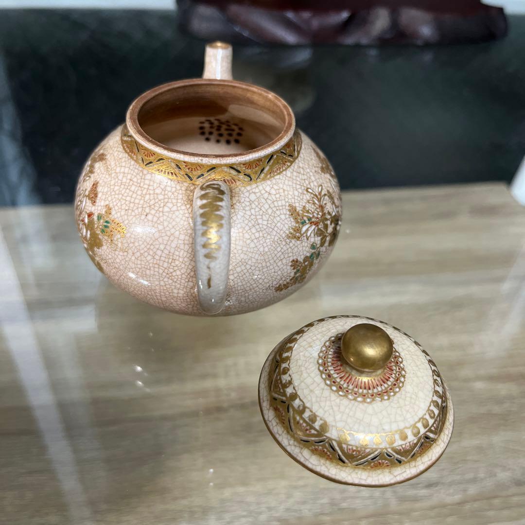 骨董　古薩摩　薩摩焼　精密絵付け　画作品　急須　茶器　湯呑み　各１客２種