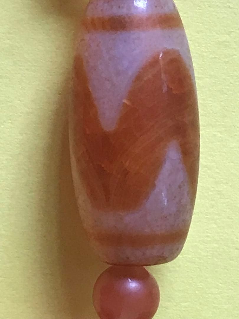 ★希少★老玉髄虎牙天珠×老紅玉髄8mmビーズ　ブレスレット