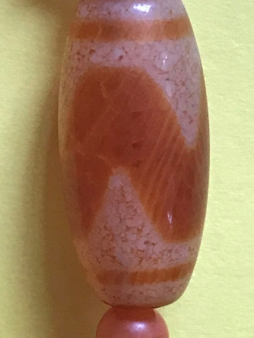 ★希少★老玉髄虎牙天珠×老紅玉髄8mmビーズ　ブレスレット