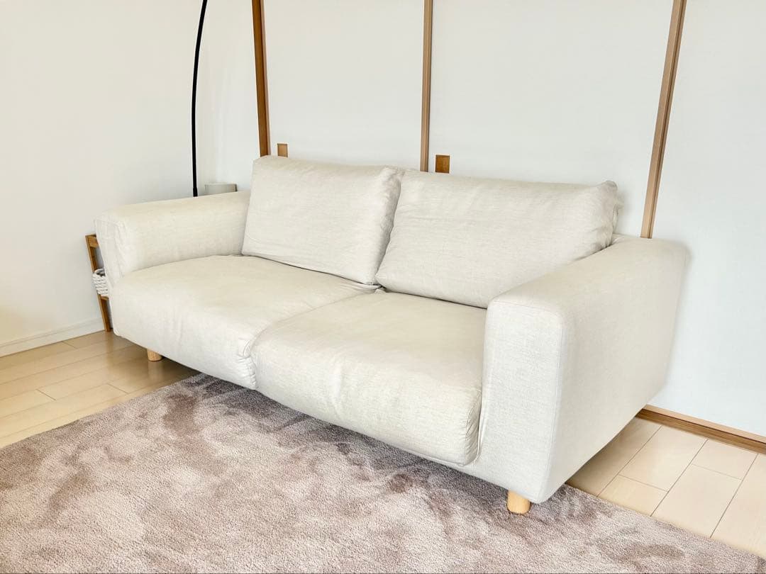 美品！無印良品　２．５シーター・フェザー・ポケットコイル　ソファ