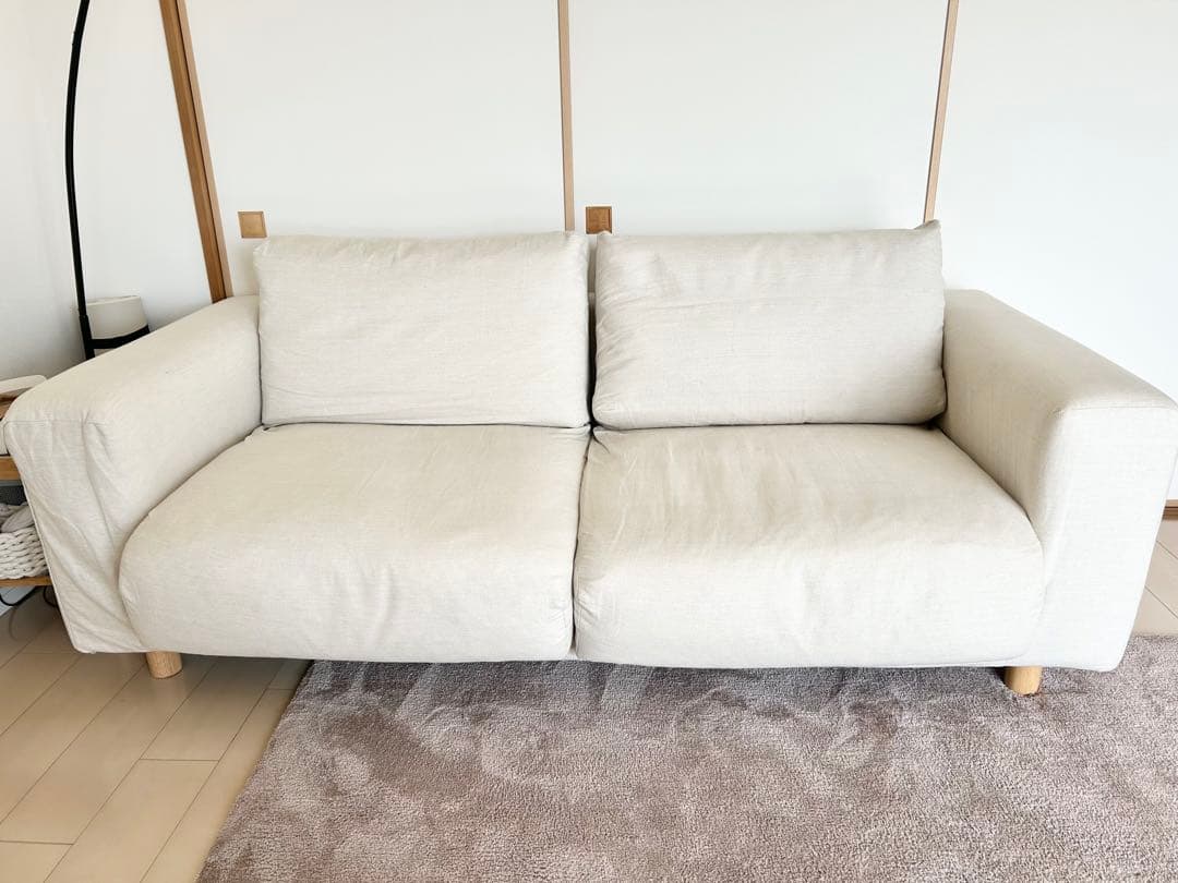 美品！無印良品　２．５シーター・フェザー・ポケットコイル　ソファ