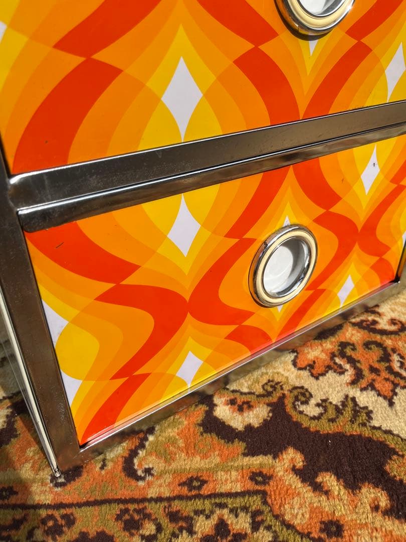 レトロポップ 収納ケース インテリア 当時物 昭和レトロ オレンジ 3段ケース