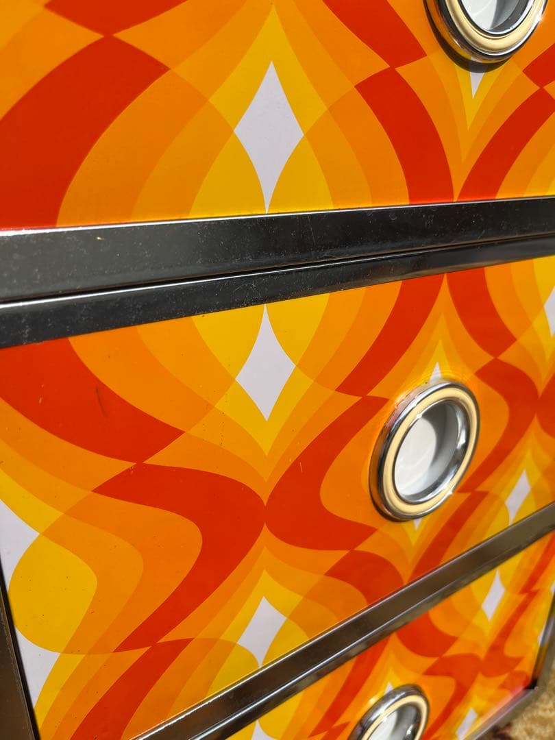 レトロポップ 収納ケース インテリア 当時物 昭和レトロ オレンジ 3段ケース