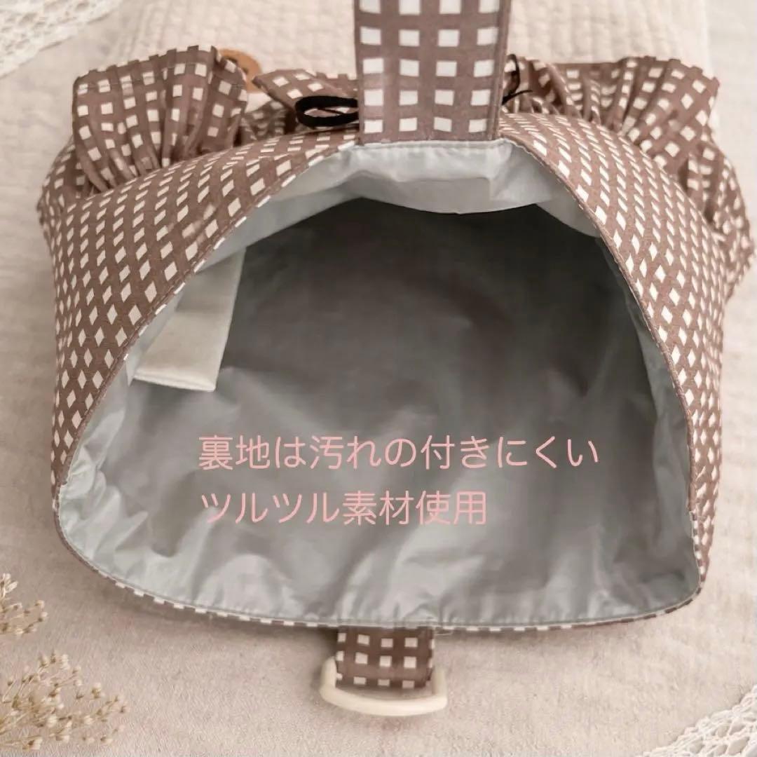 13【sample】上履き入れ　ヌビキルト　くま刺繍　ハンドメイド　入学入園