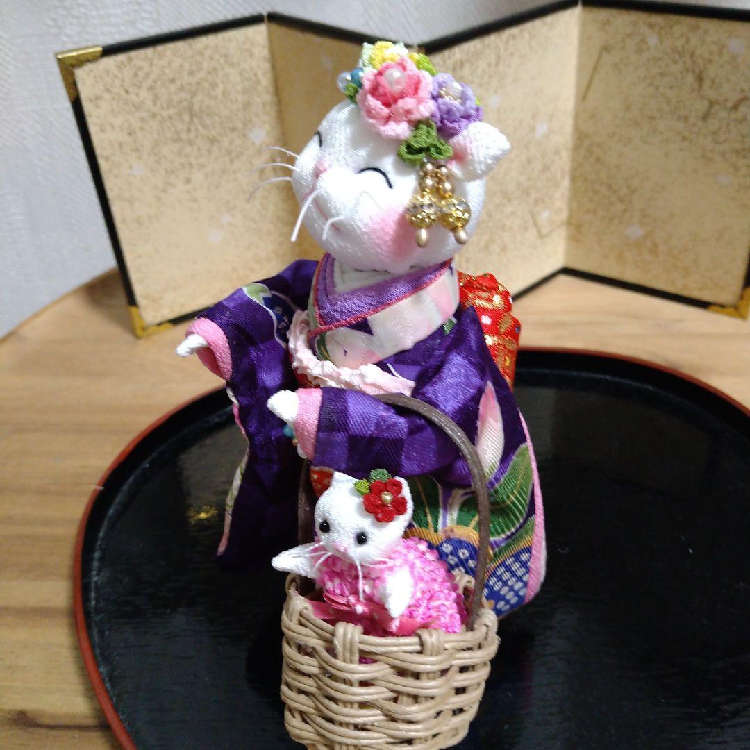 ちりめん細工ねこさんのお出かけ