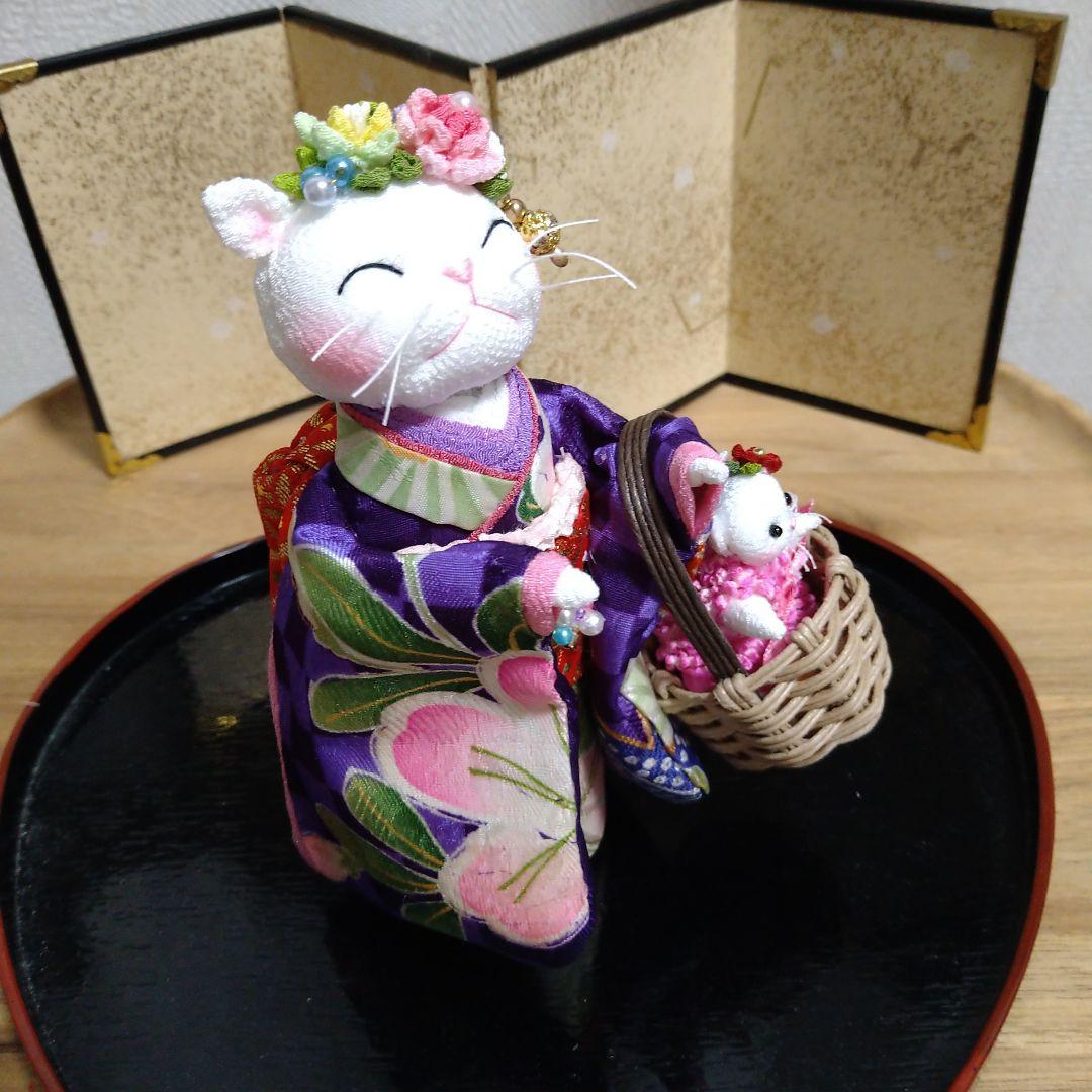ちりめん細工ねこさんのお出かけ