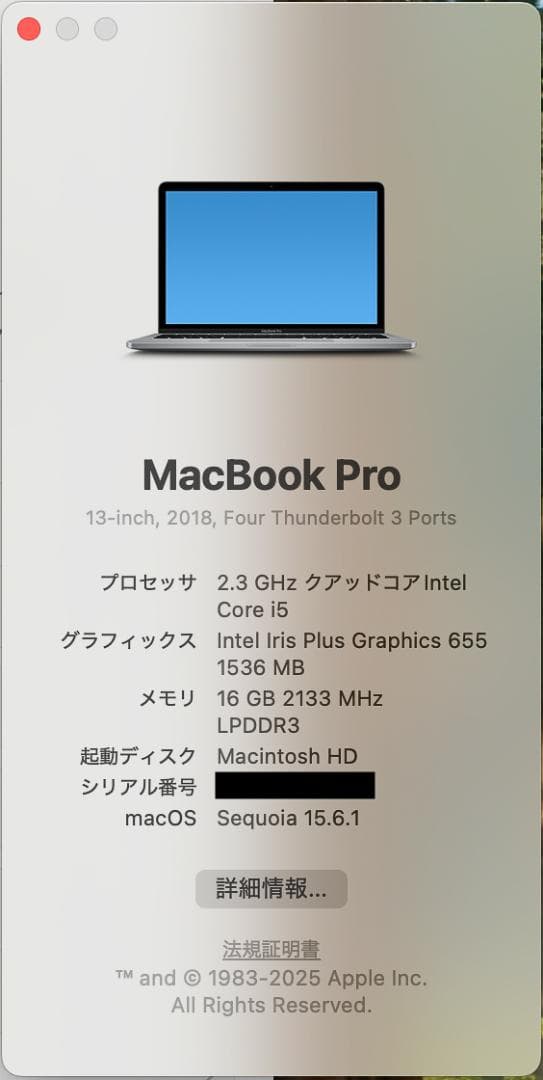 美品⭐️MacBook Pro 13インチ 2018 i5 16GB 512GB