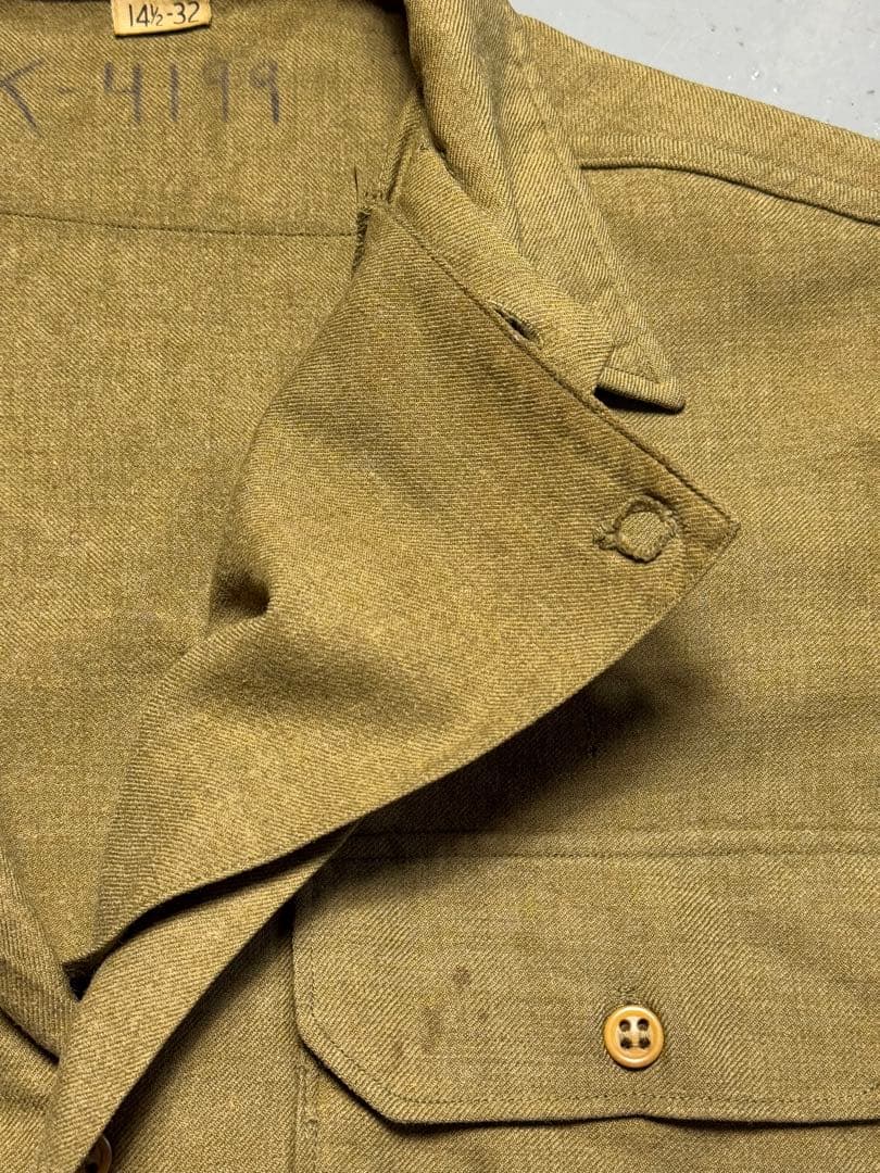 40s U.S.ARMY ミリタリーシャツ ウール ガスフラップ ヴィンテージ