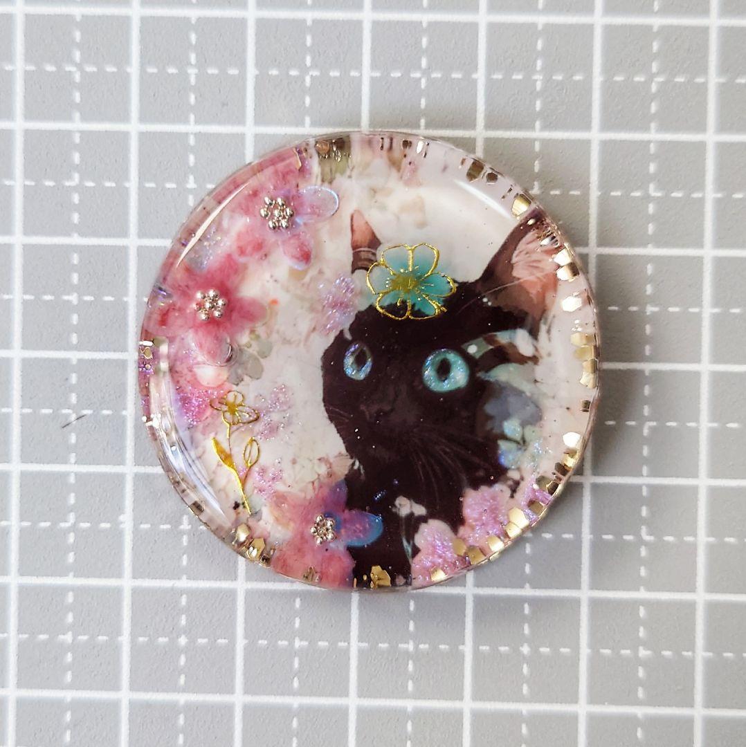 レジン　猫　ヘアゴム　ブローチ　ポニーフック　No.479