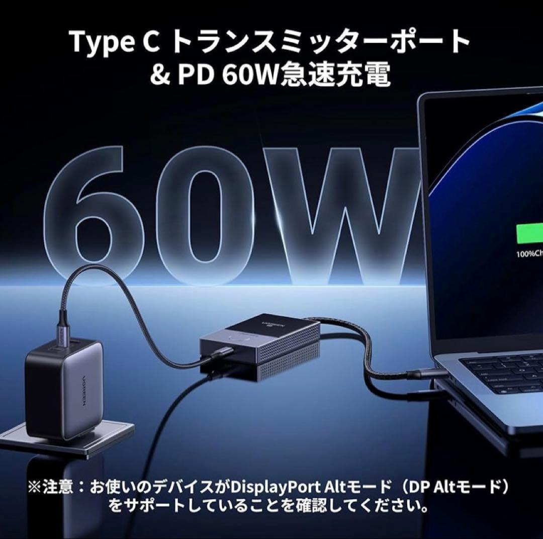UGREEN ワイヤレスHDMI送信機と受信機 USB-C