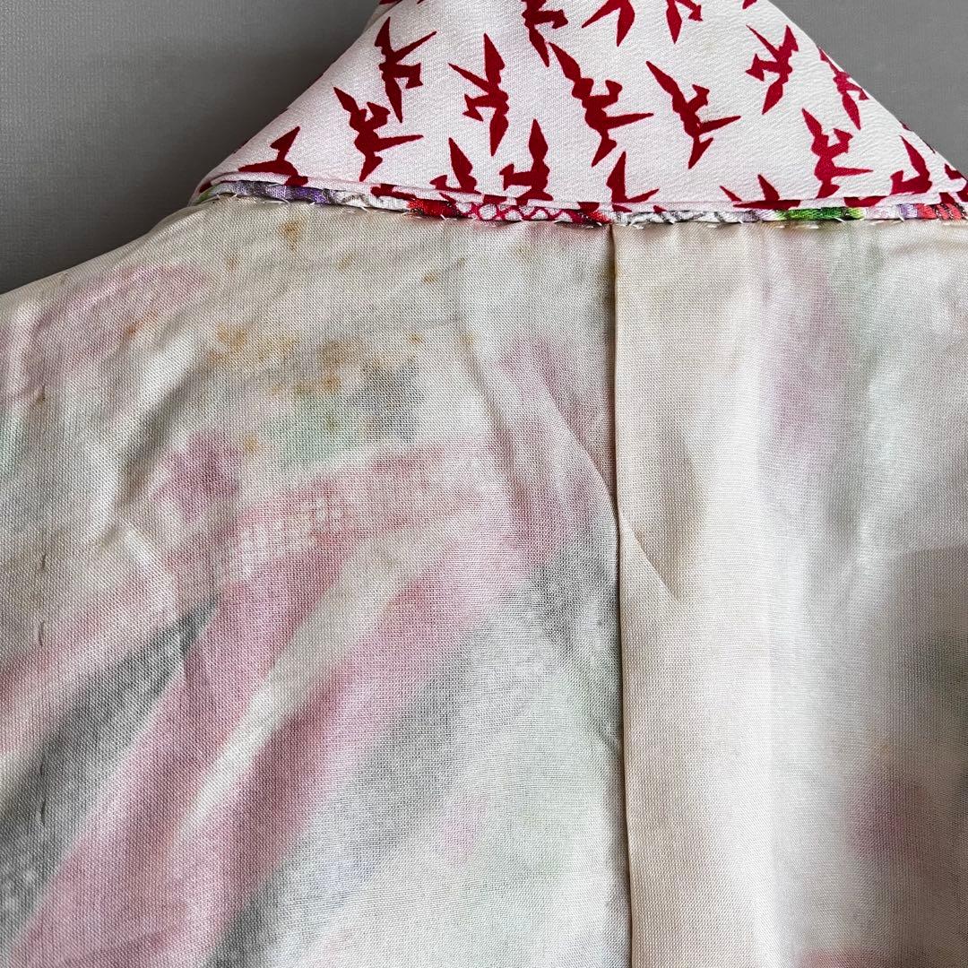 ジュニアサイズ　着物　アンティーク　七五三用　ヴィンテージ　子ども着物　四つ身