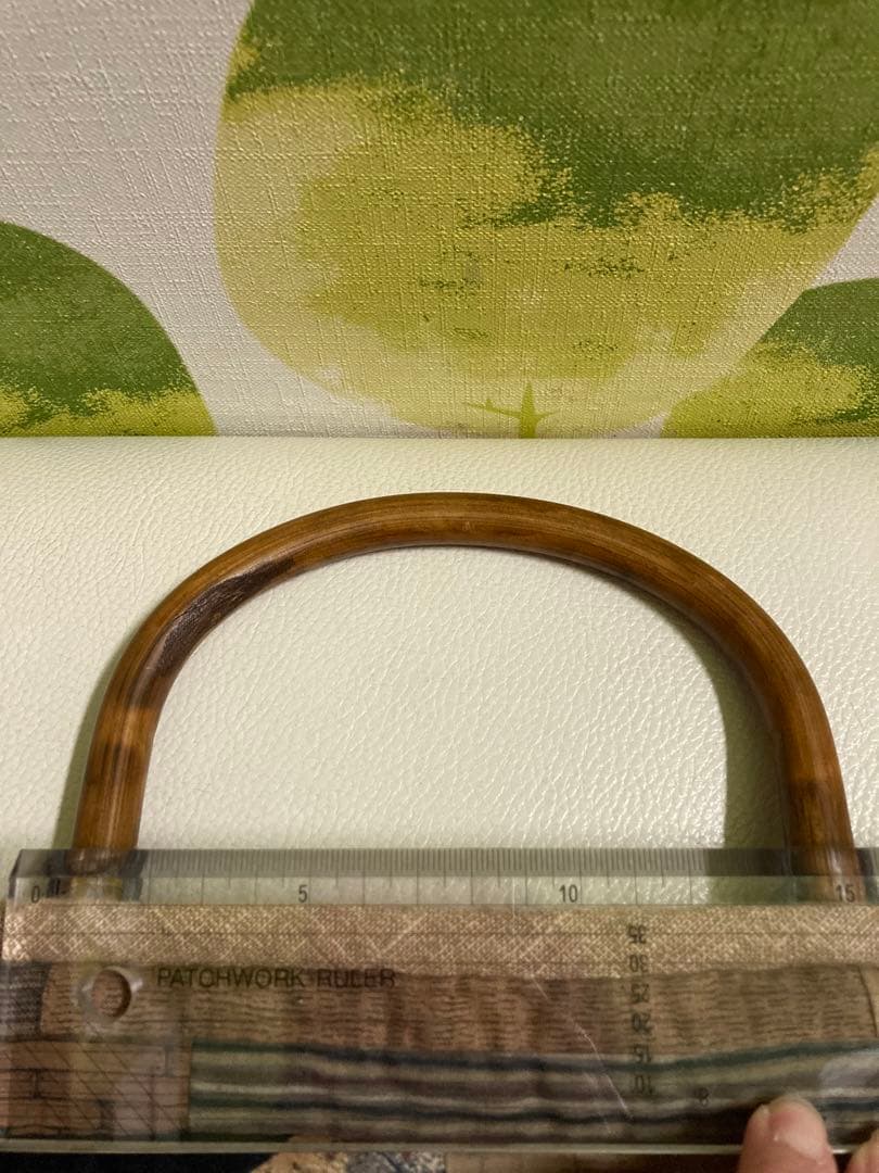 【パッチワーク手作り】ブラウン系パッチワークトートバッグ　木製ハンドルチャック付