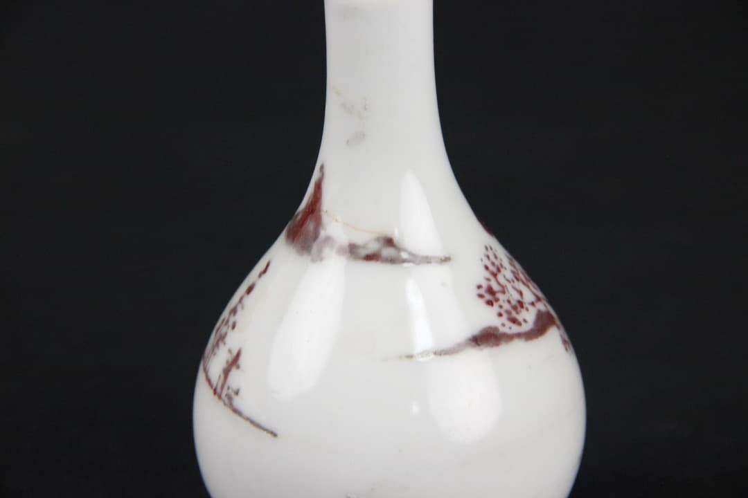 中国美術　釉裏紅山水図　鼻煙壺　小瓶 清時代　景徳鎮　古陶磁器 ES19-11