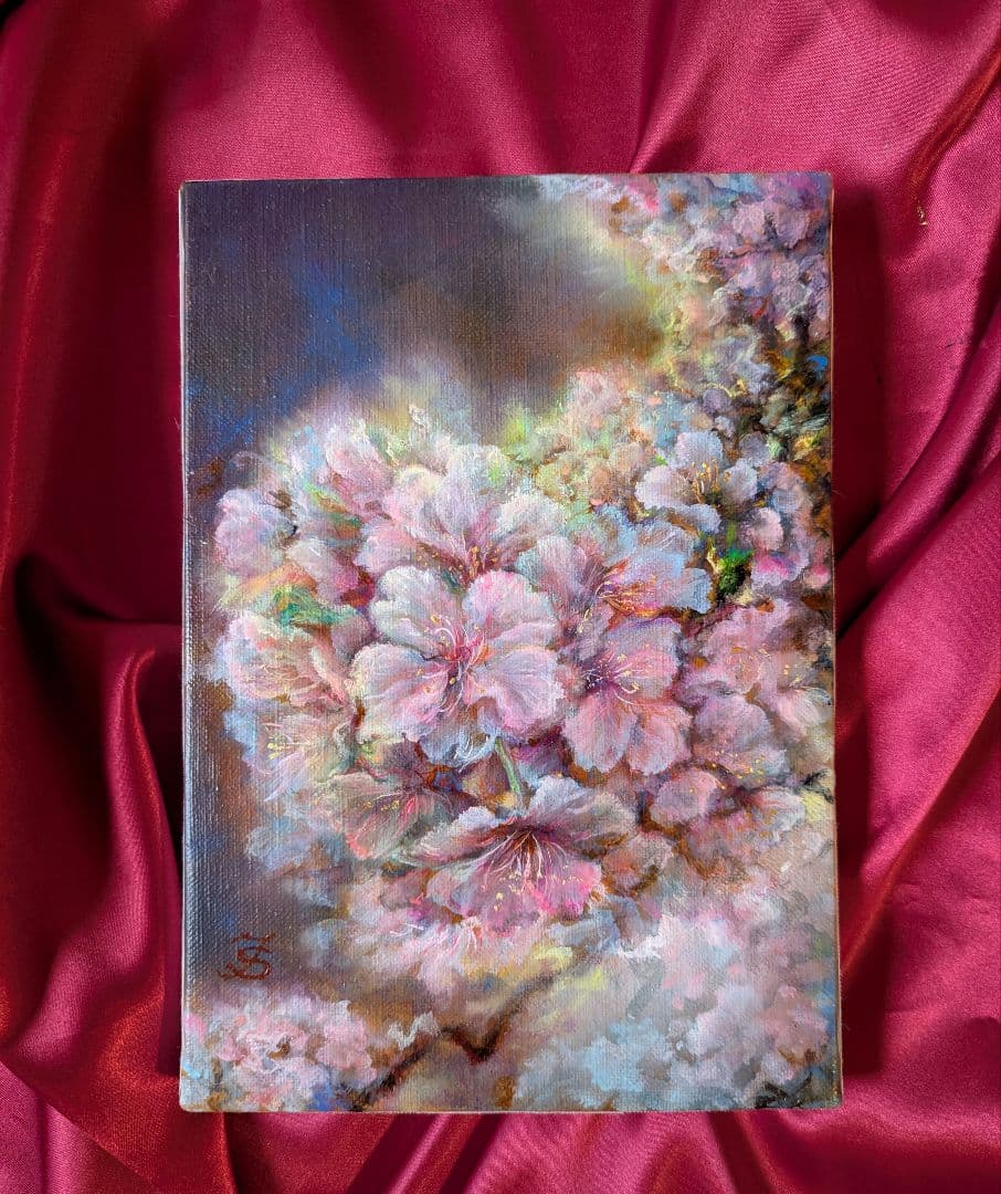 「光を纏う河津桜」SMキャンバス　風景画　画家painterTMK本人出品