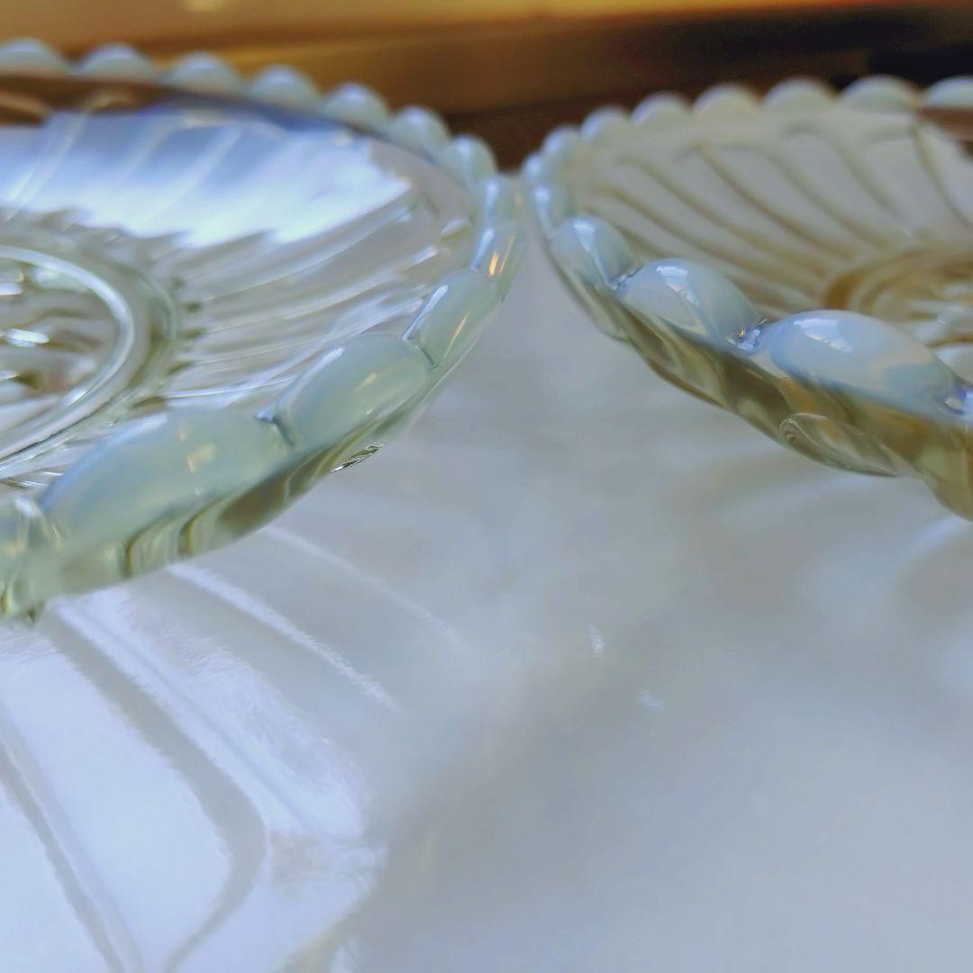 廣田硝子 雪の花 古代色 デザートプレート 小鉢 ガラス 皿 ガラス器 ガラス皿