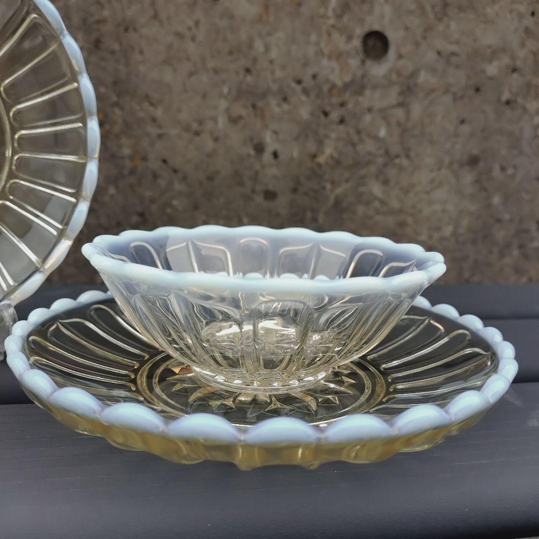 廣田硝子 雪の花 古代色 デザートプレート 小鉢 ガラス 皿 ガラス器 ガラス皿