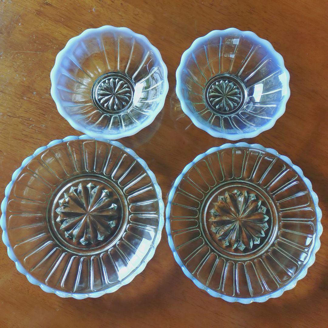 廣田硝子 雪の花 古代色 デザートプレート 小鉢 ガラス 皿 ガラス器 ガラス皿