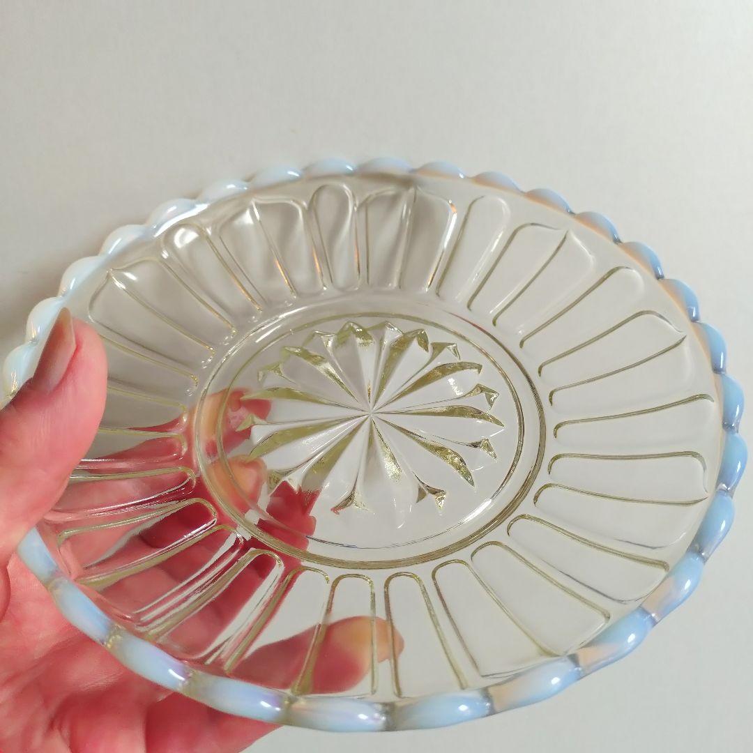 廣田硝子 雪の花 古代色 デザートプレート 小鉢 ガラス 皿 ガラス器 ガラス皿