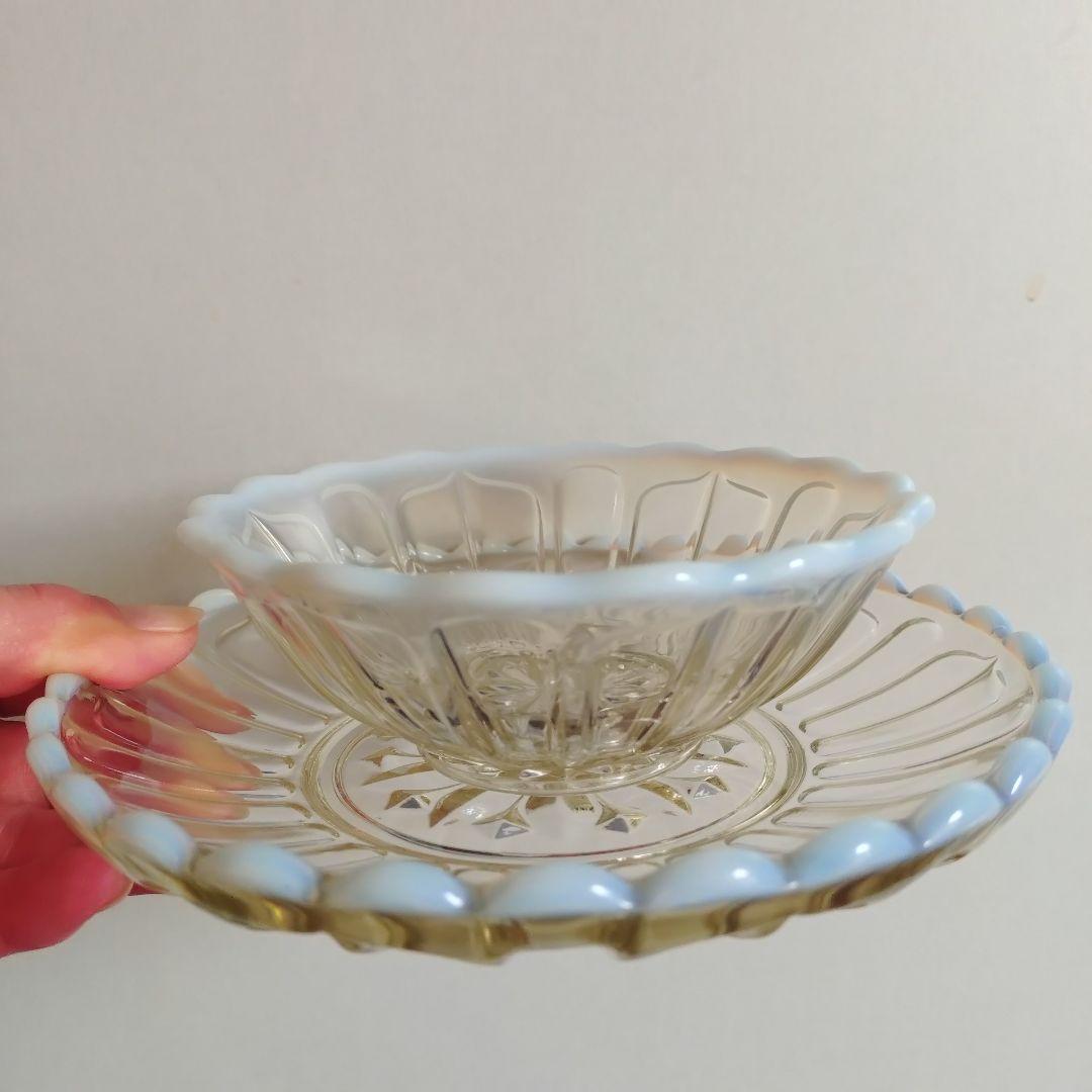 廣田硝子 雪の花 古代色 デザートプレート 小鉢 ガラス 皿 ガラス器 ガラス皿