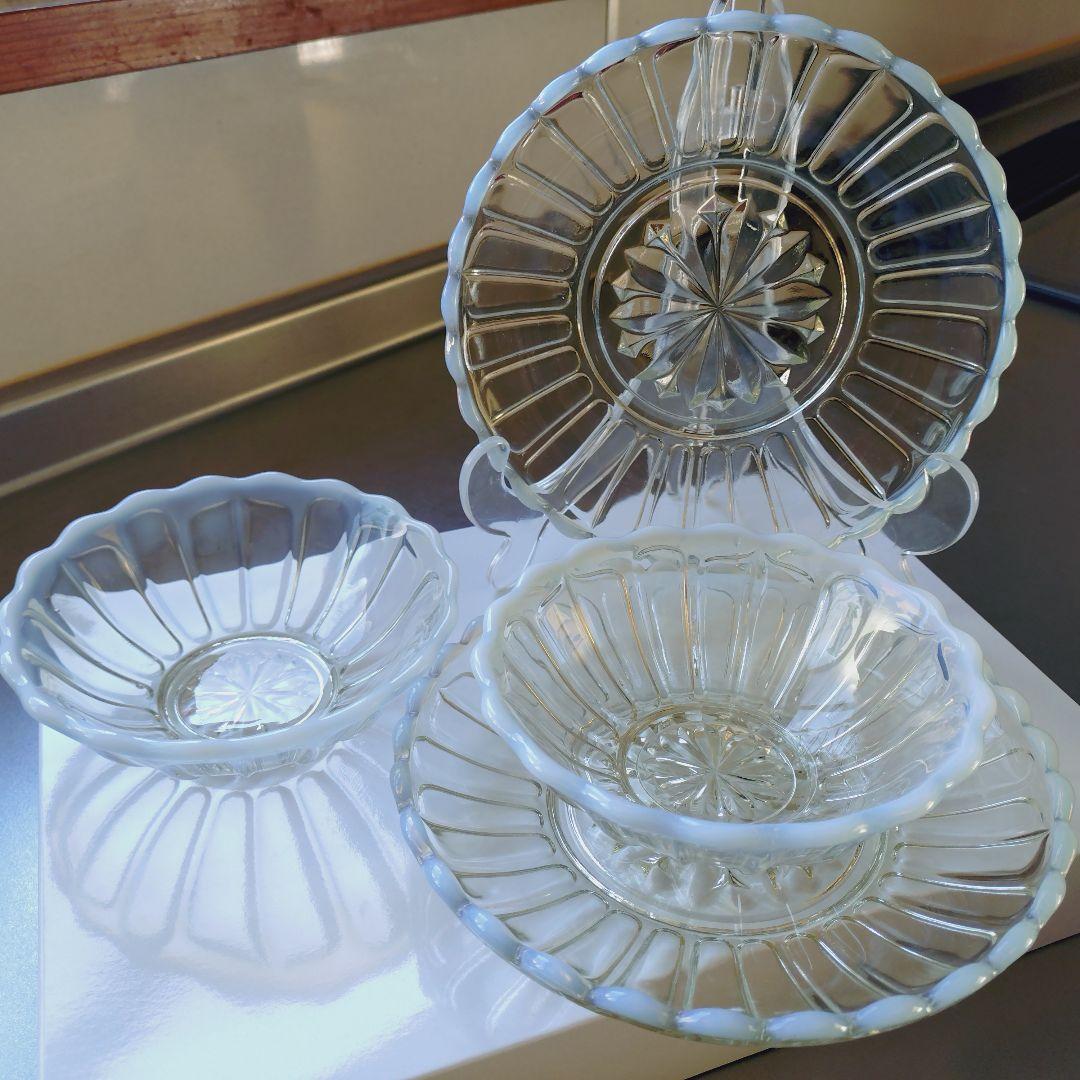 廣田硝子 雪の花 古代色 デザートプレート 小鉢 ガラス 皿 ガラス器 ガラス皿