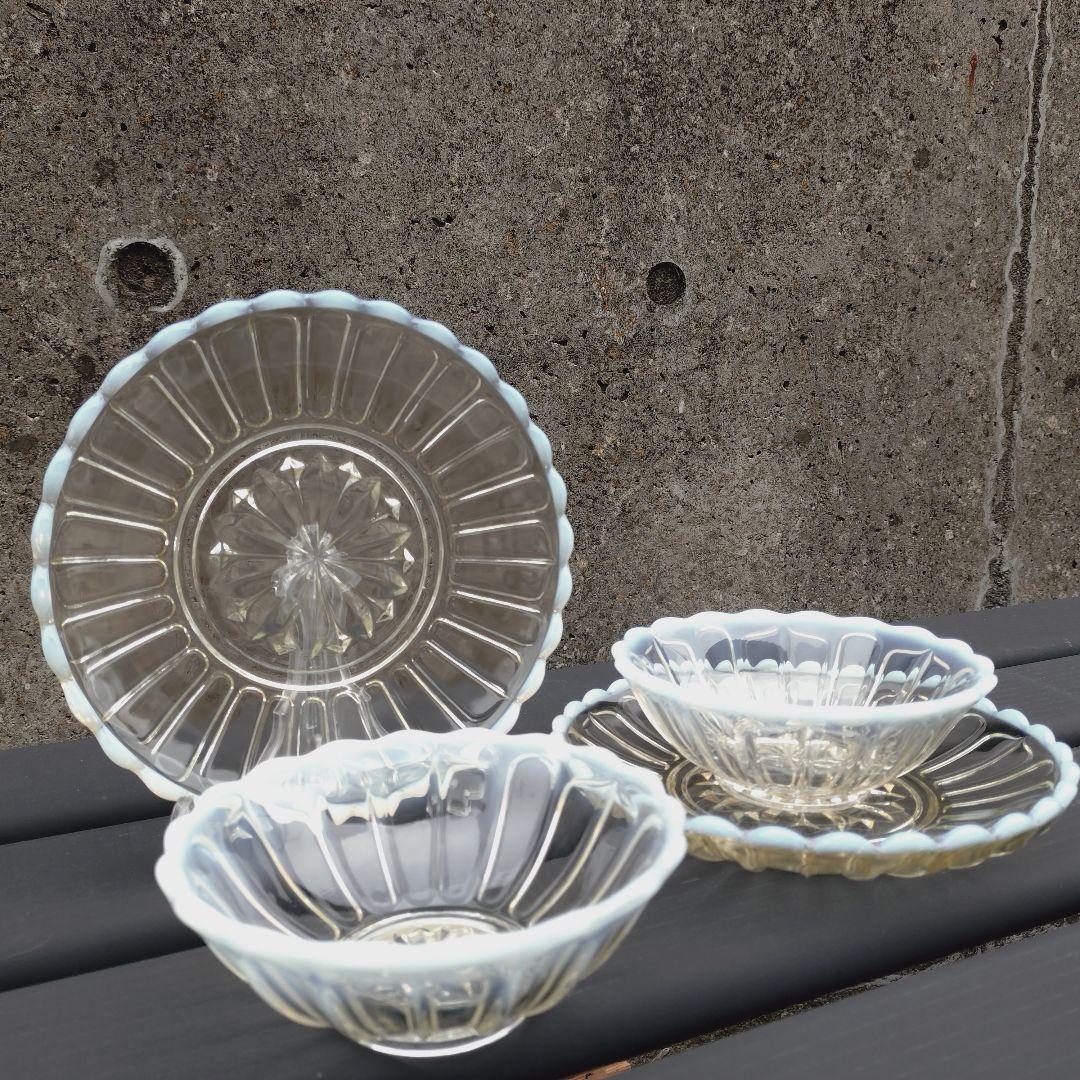 廣田硝子 雪の花 古代色 デザートプレート 小鉢 ガラス 皿 ガラス器 ガラス皿