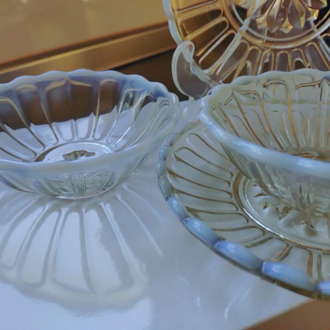 廣田硝子 雪の花 古代色 デザートプレート 小鉢 ガラス 皿 ガラス器 ガラス皿