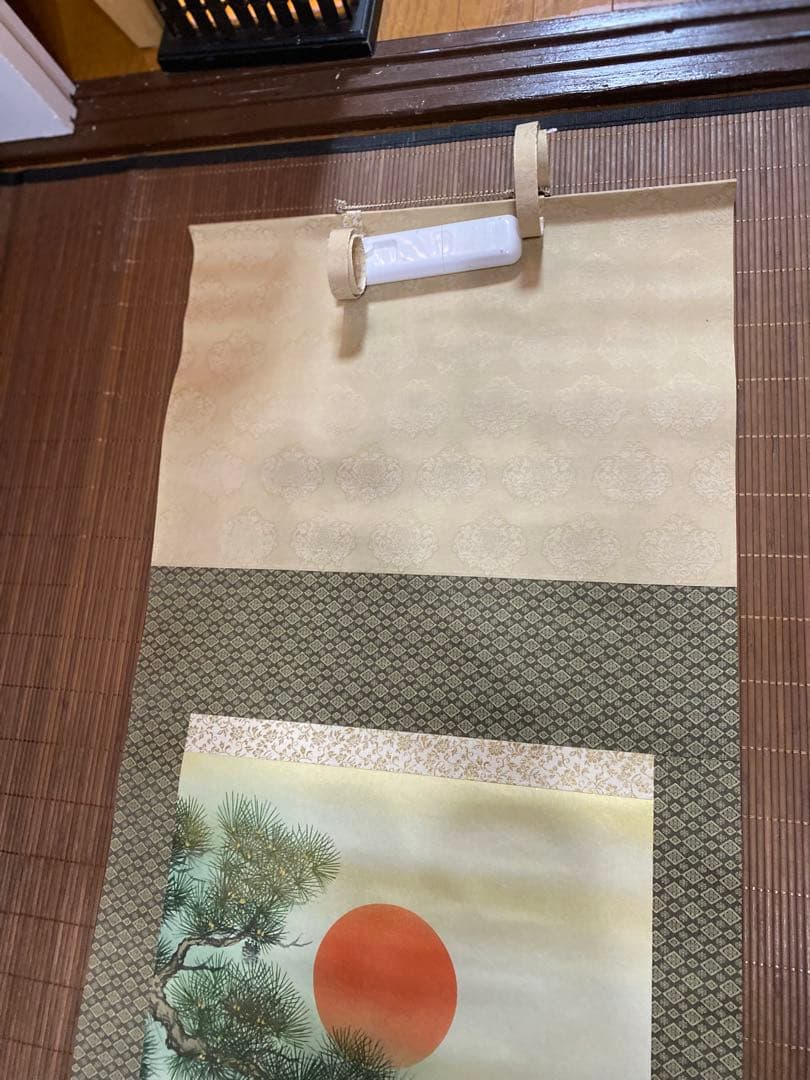 【共箱付】松竹梅鶴亀 掛軸 珠香作 縁起物 正月 お祝い 茶掛け