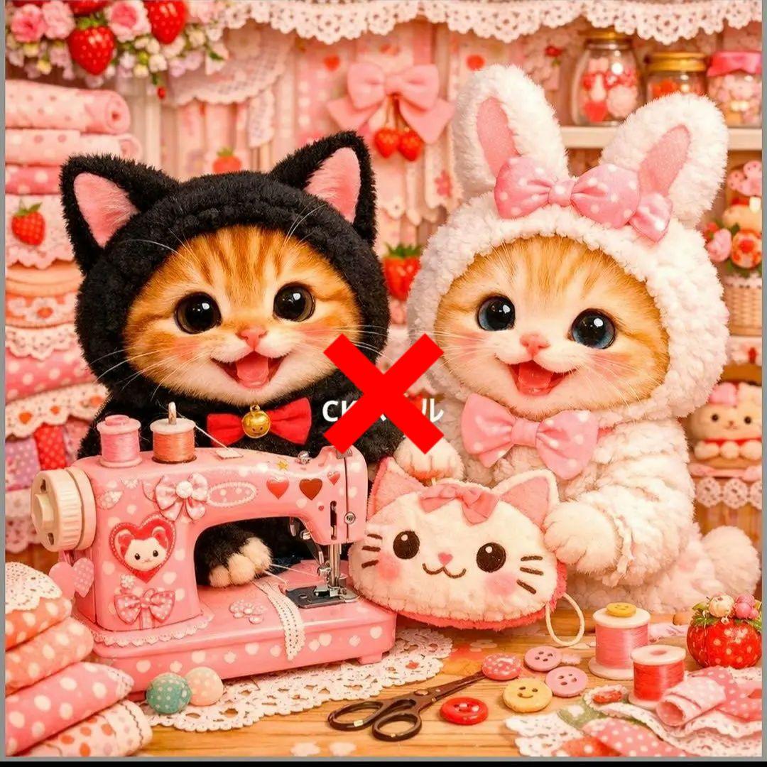 激レアソーイングねこパネル生地　ハンドメイド