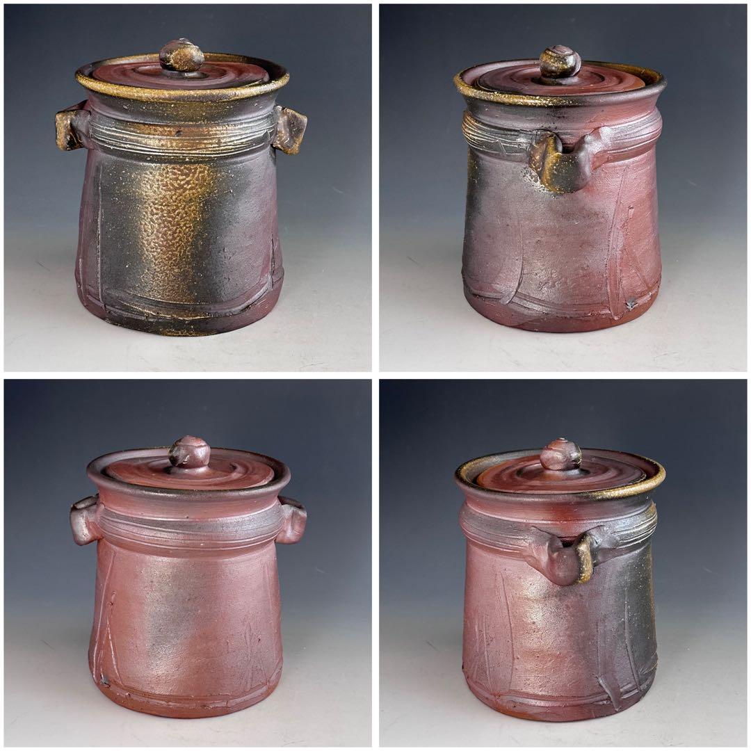 茶道具　備前焼　耳付　水指　備州窯　山本敦子　共箱　茶会　陶芸　茶器