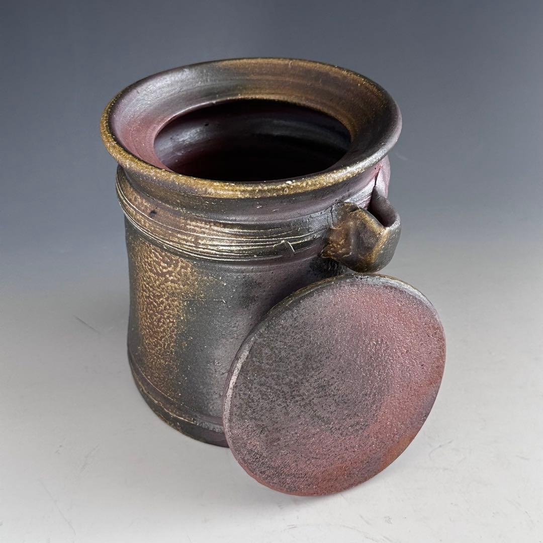 茶道具　備前焼　耳付　水指　備州窯　山本敦子　共箱　茶会　陶芸　茶器