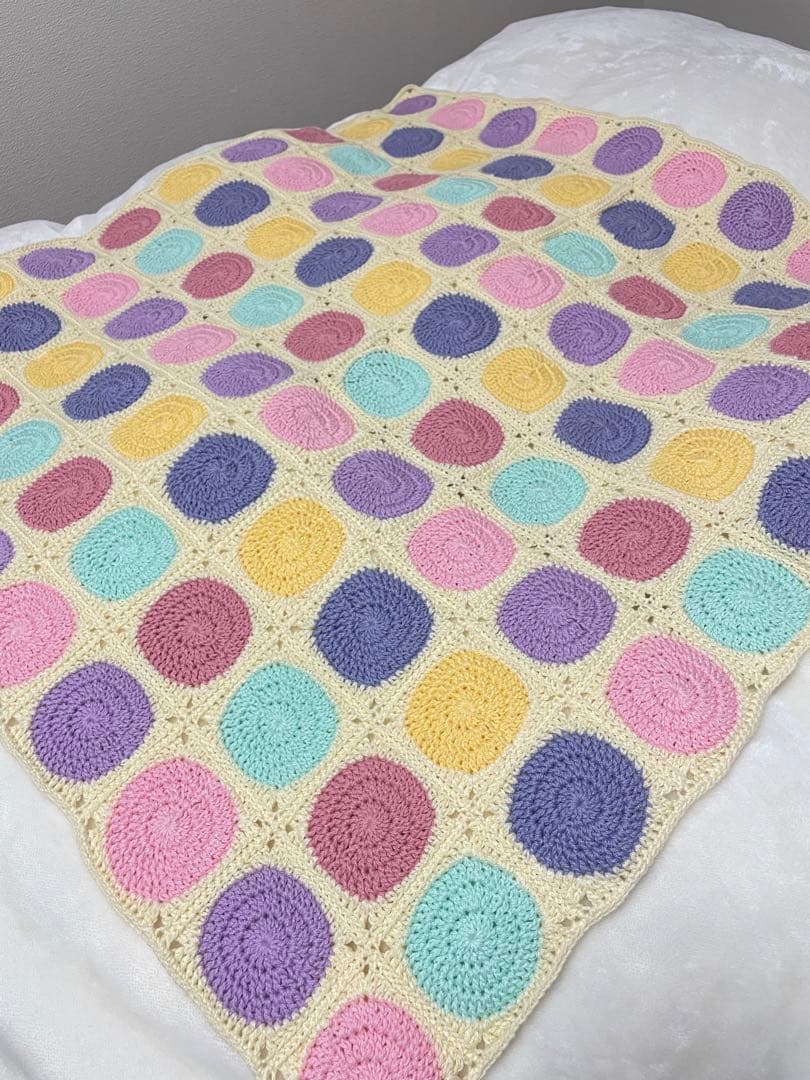 ハンドメイド　ブランケット　マルチカバー　コットン　ベビーブランケット