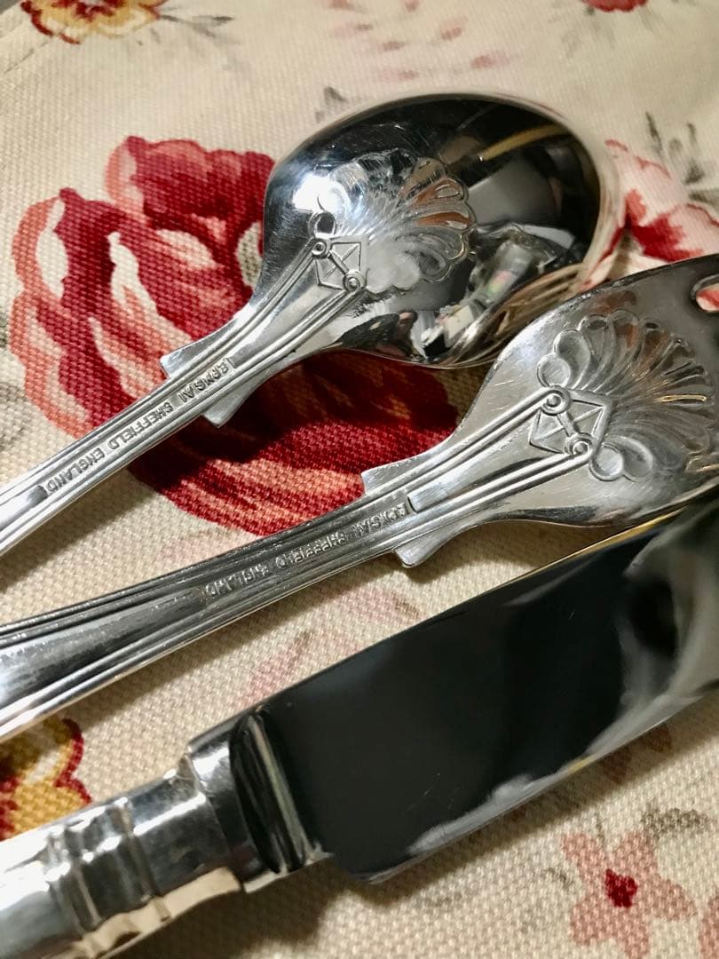 英國名門　お一人様　シェフィールド　ロンドン購入　銀器カトラリー3点セット