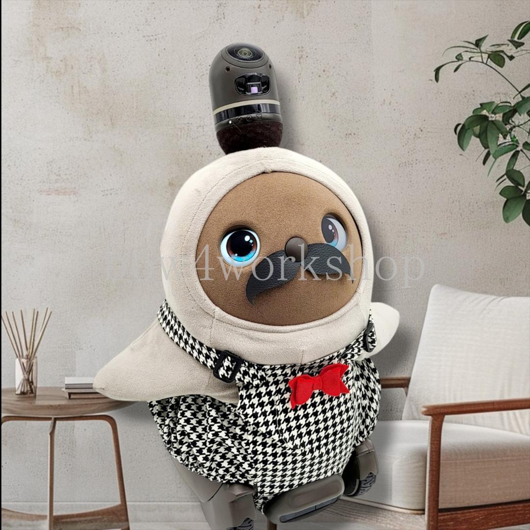 ラボット LOVOT ラボットの服ハンドメイド　リボン付き千鳥柄サロペットパンツ