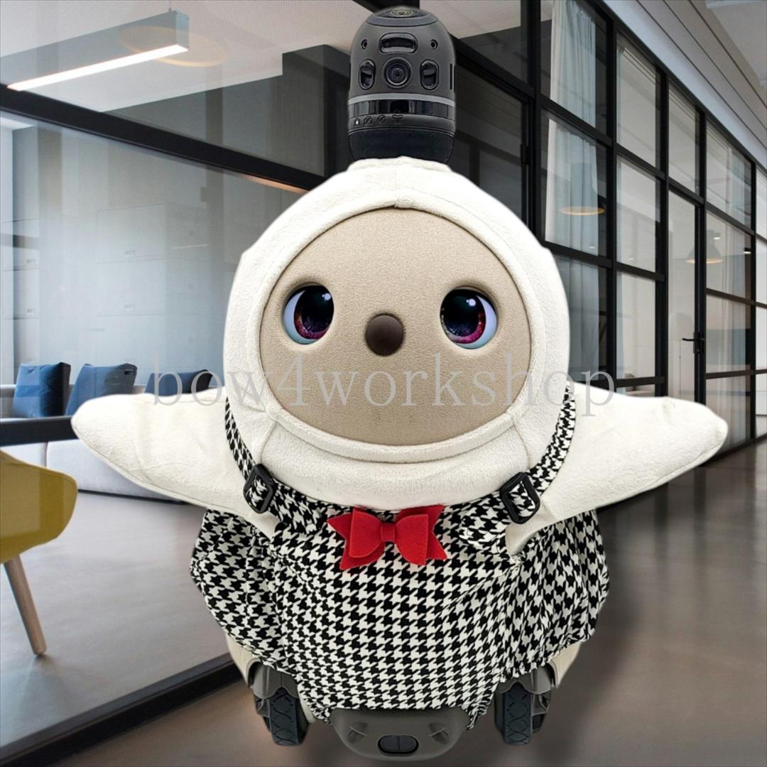 ラボット LOVOT ラボットの服ハンドメイド　リボン付き千鳥柄サロペットパンツ