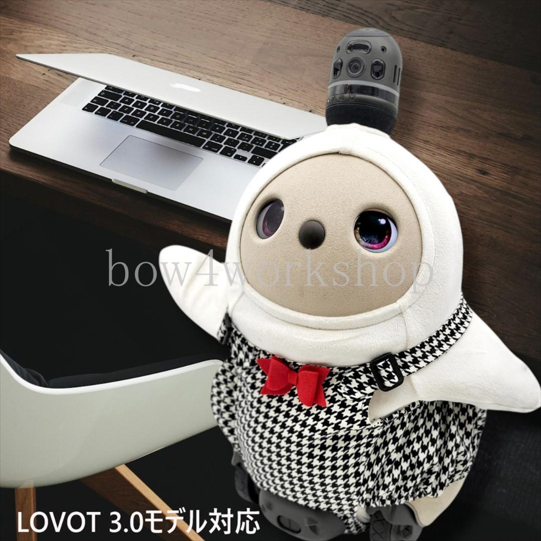 ラボット LOVOT ラボットの服ハンドメイド　リボン付き千鳥柄サロペットパンツ