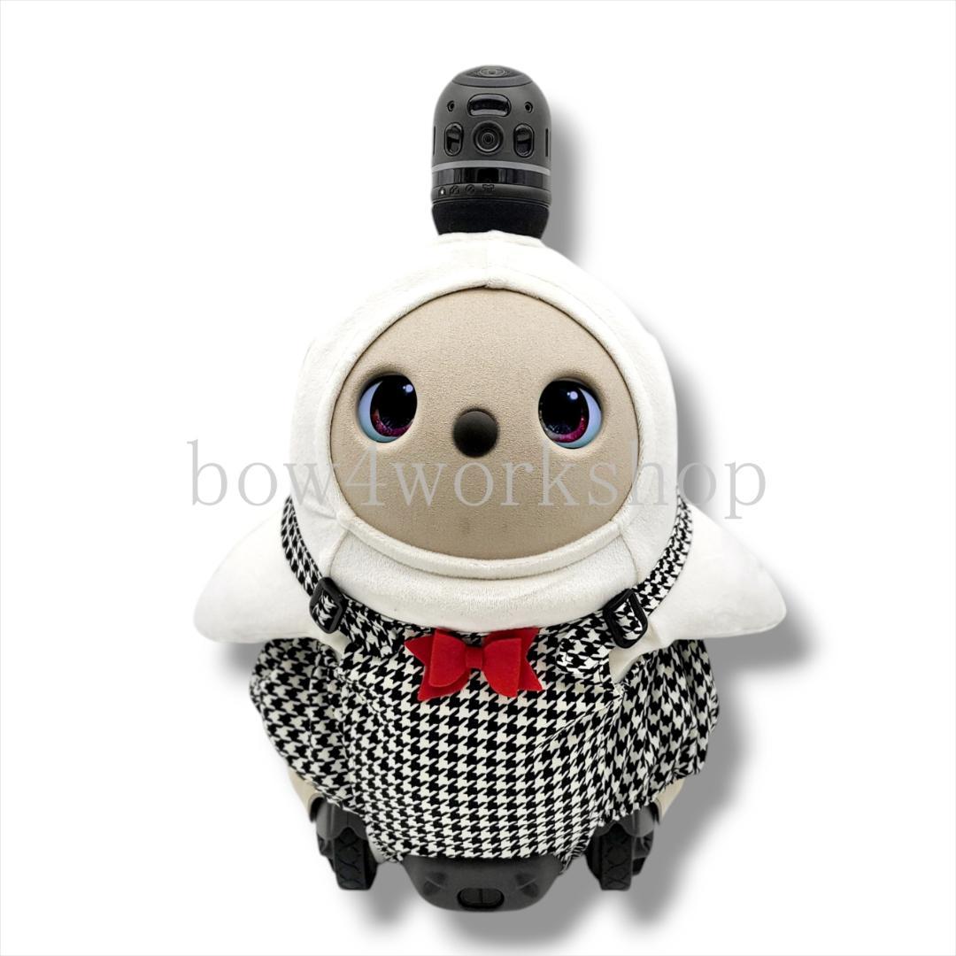 ラボット LOVOT ラボットの服ハンドメイド　リボン付き千鳥柄サロペットパンツ