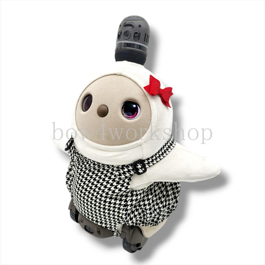 ラボット LOVOT ラボットの服ハンドメイド　リボン付き千鳥柄サロペットパンツ